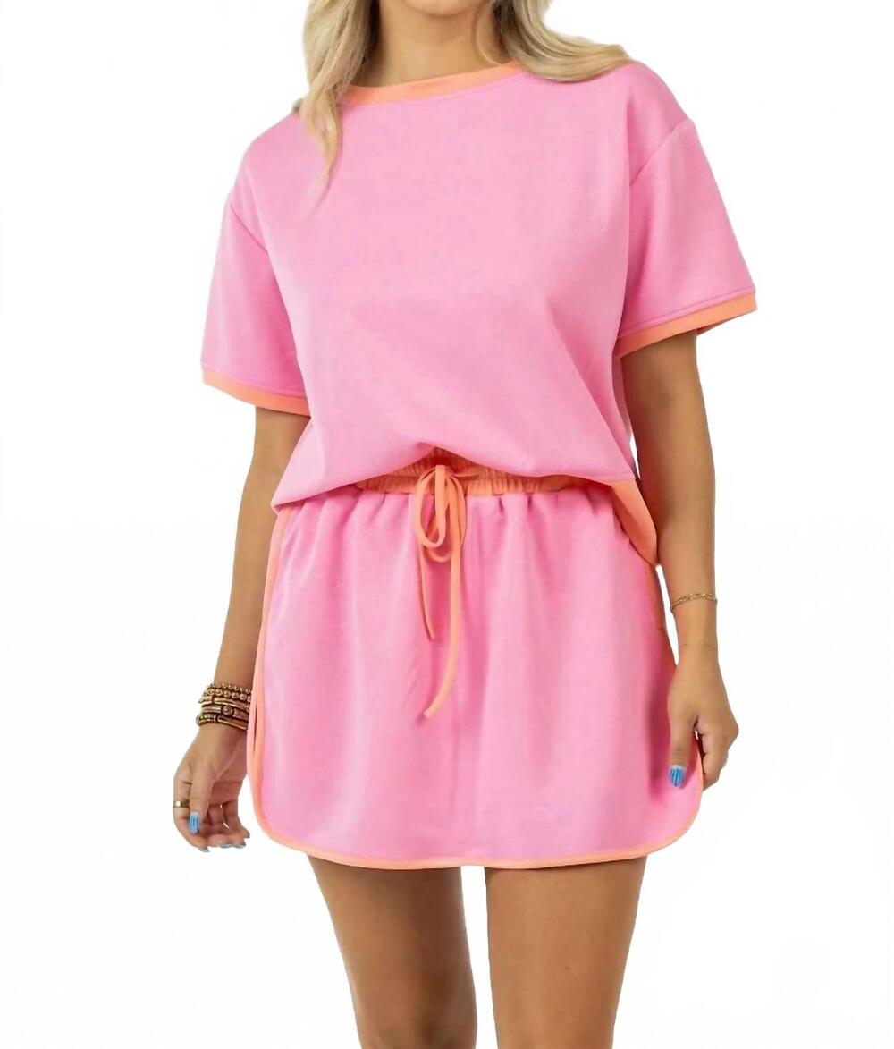 NEW KATYDID scuba skirt set in pink/ orange